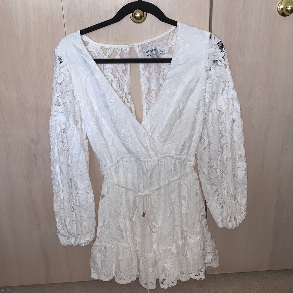 Hello Molly White Long Sleeve Dress